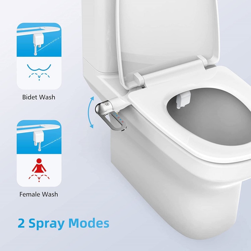 Non Electric Bidet Attachment Dual Nozzle - Accessoire de bidet pour toilettes ultra-fin,