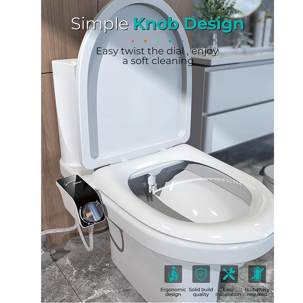 Non Electric Bidet Attachment Dual Nozzle - B17C Bidet WC à fixation ultra-mince,
