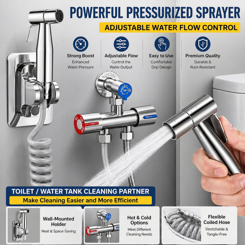 Handheld Bidet Sprayer Shattaf Stainless - Ensemble de pulvérisateur de bidet en