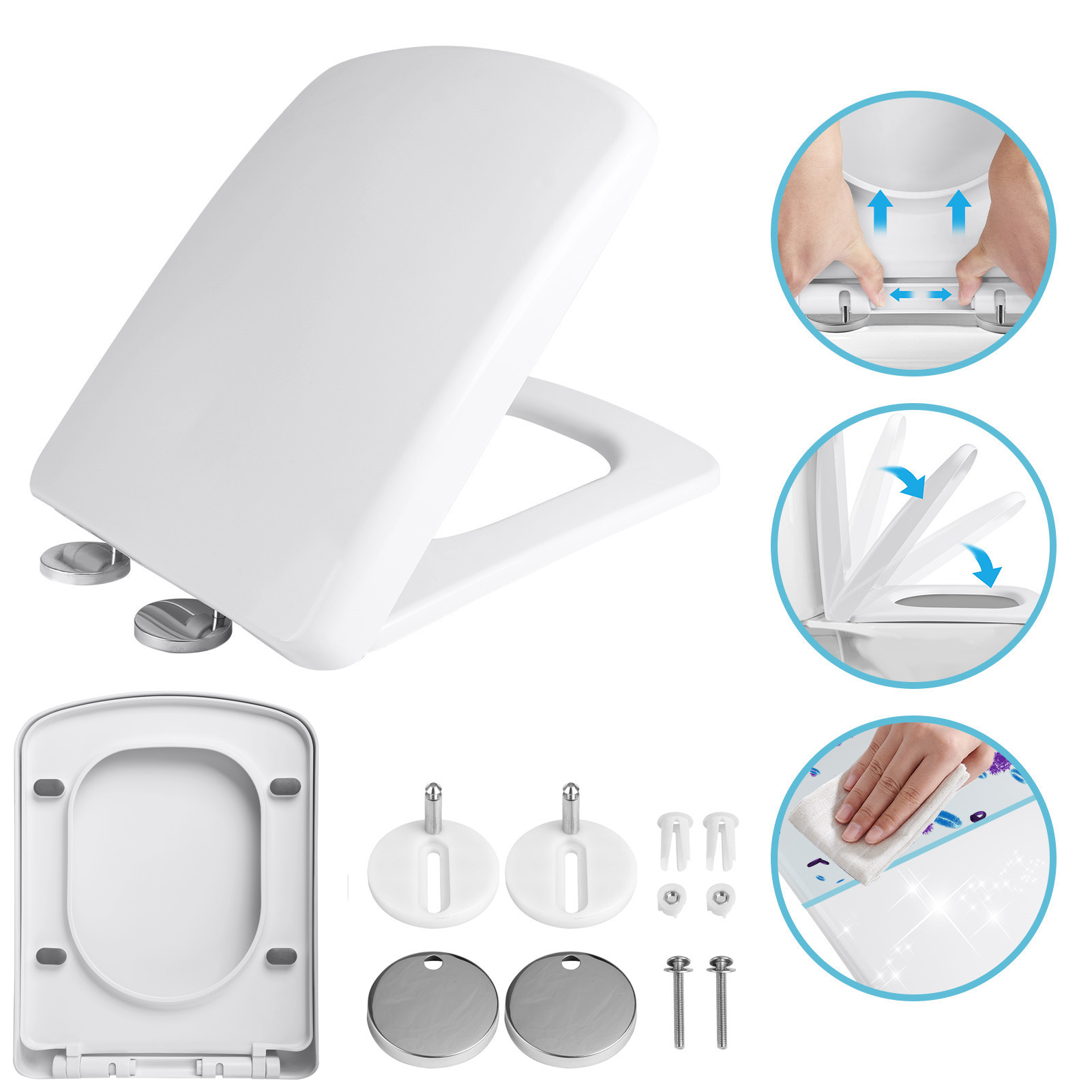 Slow Close Toilet Seat Quick Release - Ensemble de couvercles de siège de