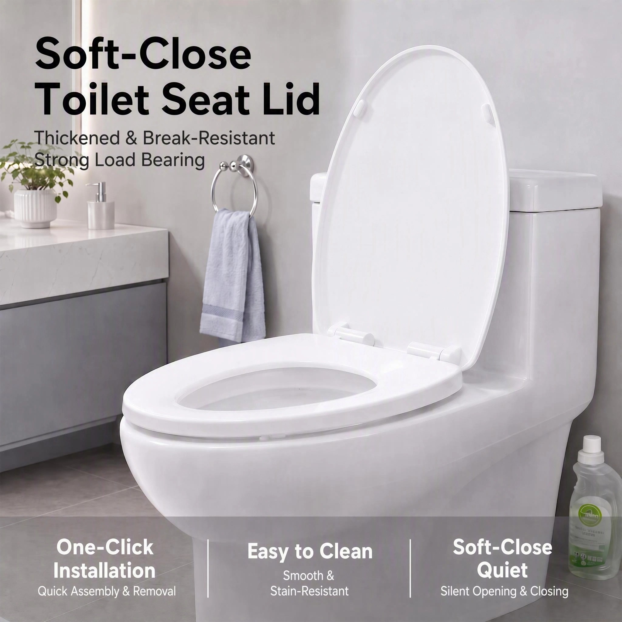 Slow Close Toilet Seat Quick Release - Couvercle de siège de toilette à