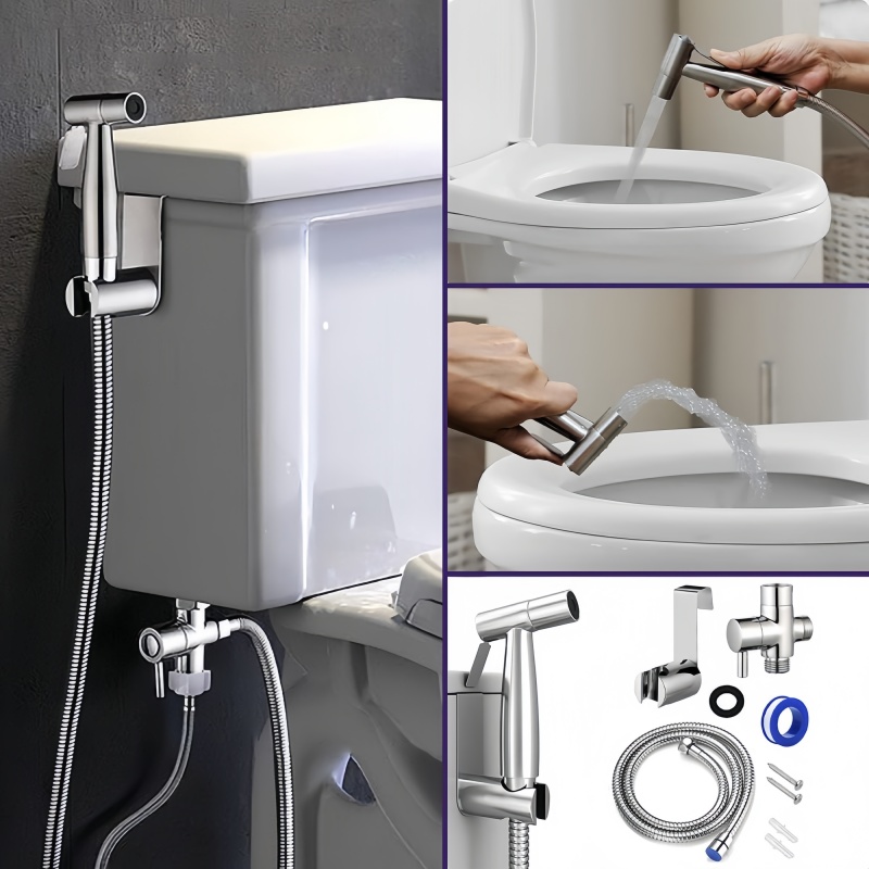 Handheld Bidet Sprayer Shattaf Stainless - Kit de pulvérisation de toilettes pour
