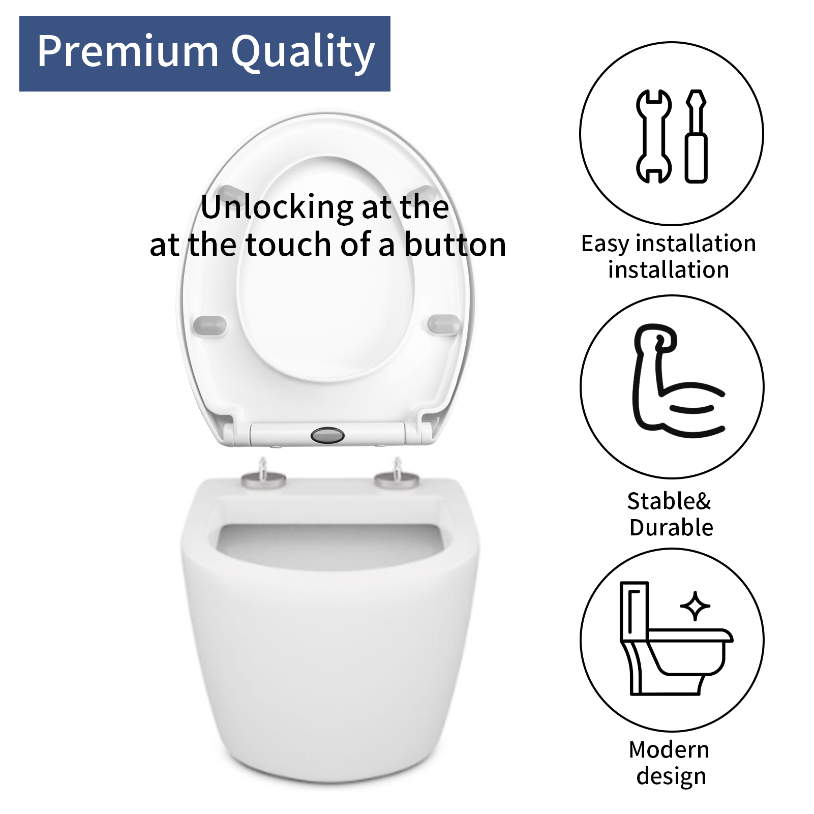 Couvercle de toilette carré de - Slow Close Toilet Seat Quick Release avis et prix