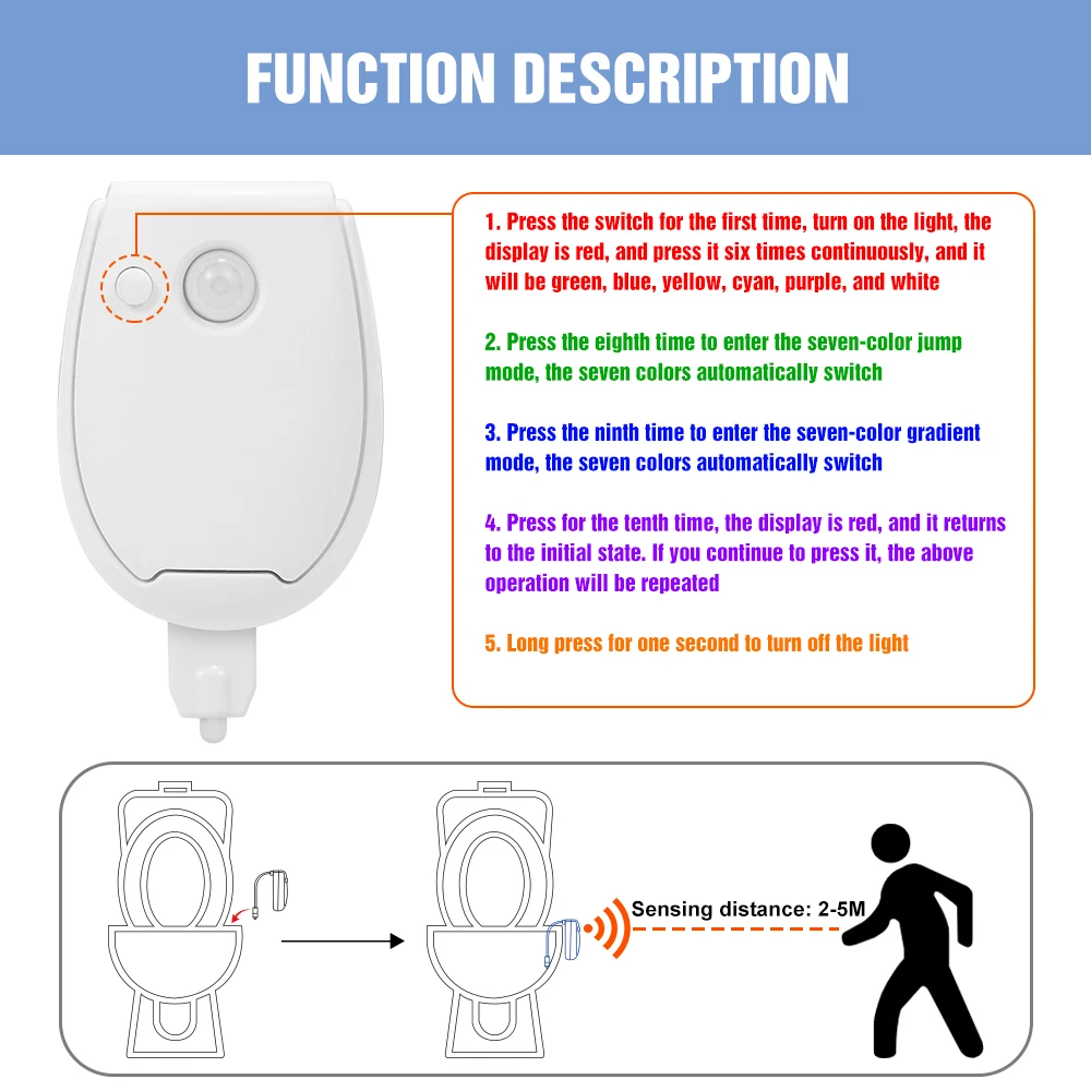 Lampe de toilette RGB, LED int - Toilet Night Light Motion Sensor Led avis et prix