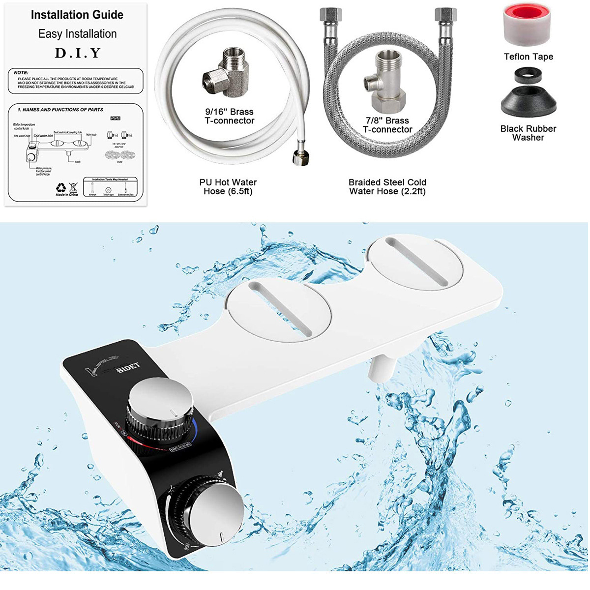 Bidet auto-nettoyant à pressio - Non Electric Bidet Attachment Dual Nozzle avis et prix