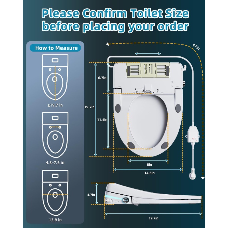 Siège de toilette intelligent, - Elongated Bidet Toilet Seat Warm Dryer avis et prix