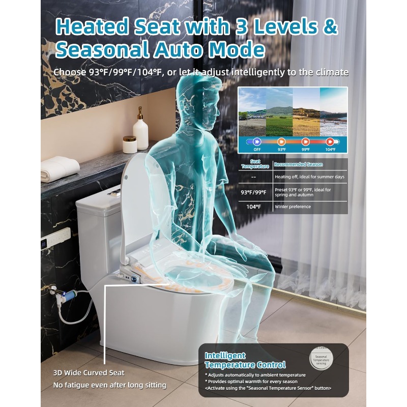 Siège de toilette intelligent, - Elongated Bidet Toilet Seat Warm Dryer avis et prix