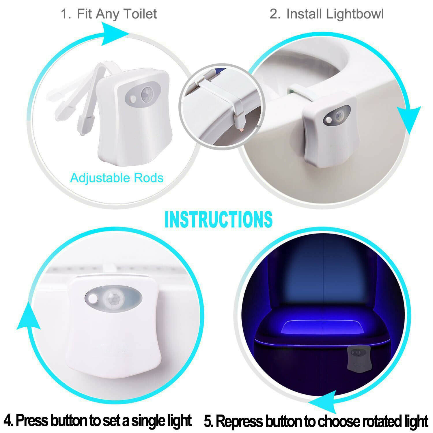 Veilleuse de siège de toilette - Toilet Night Light Motion Sensor Led avis et prix