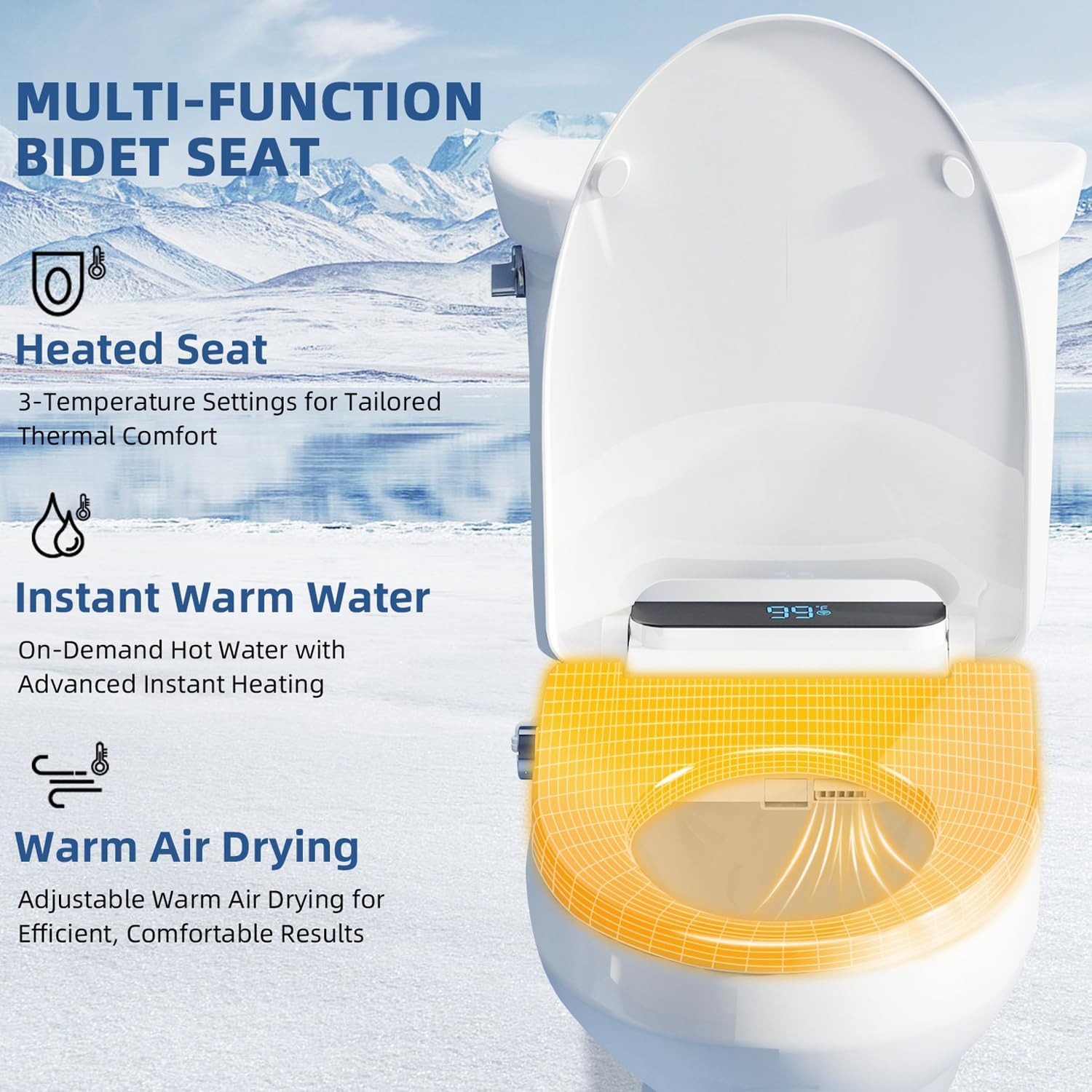Siège de toilette bidet électr - Elongated Bidet Toilet Seat Warm Dryer avis et prix